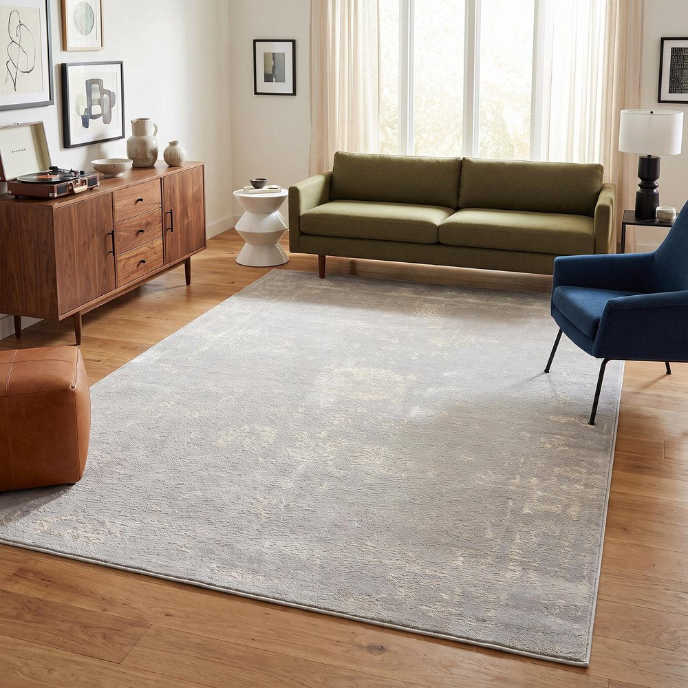 5' X 8' Modern Gray Distressed Area Rug