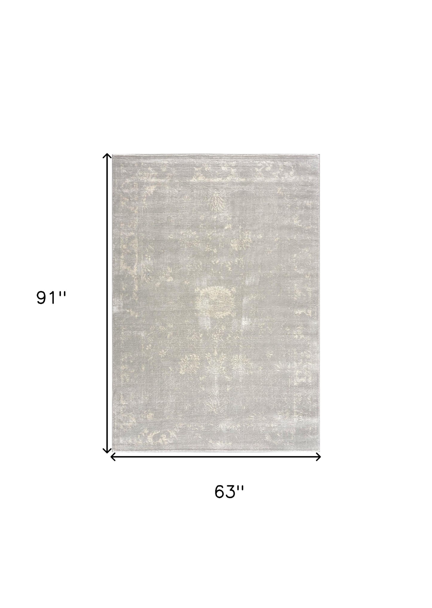 5' X 8' Modern Gray Distressed Area Rug