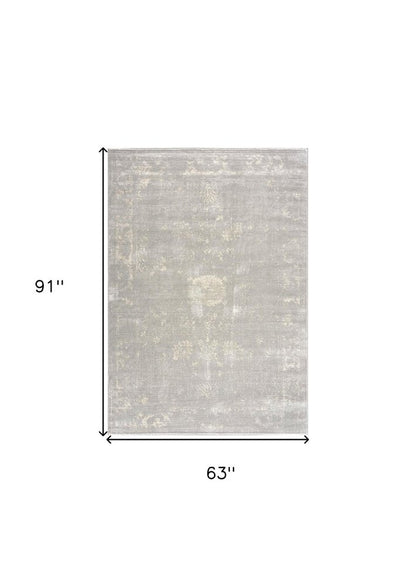 5' X 8' Modern Gray Distressed Area Rug