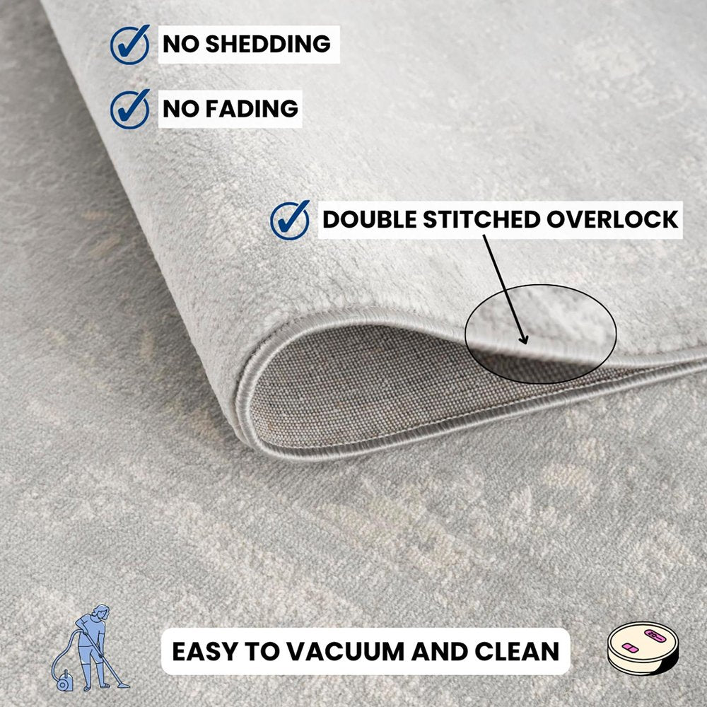 5' X 8' Modern Gray Distressed Area Rug