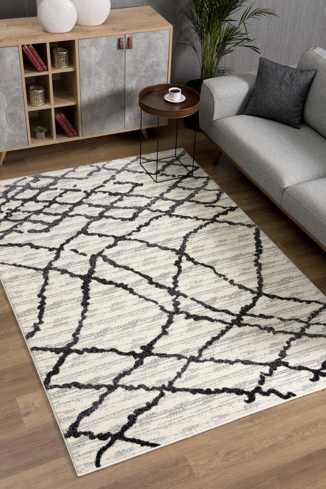 5' X 8' Gray And Black Modern Abstract Area Rug