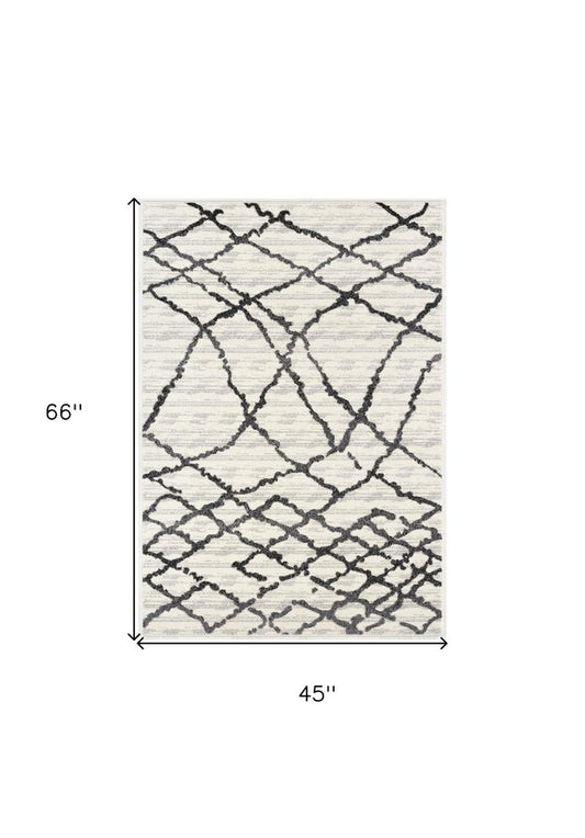 4' X 6' Gray And Black Modern Abstract Area Rug
