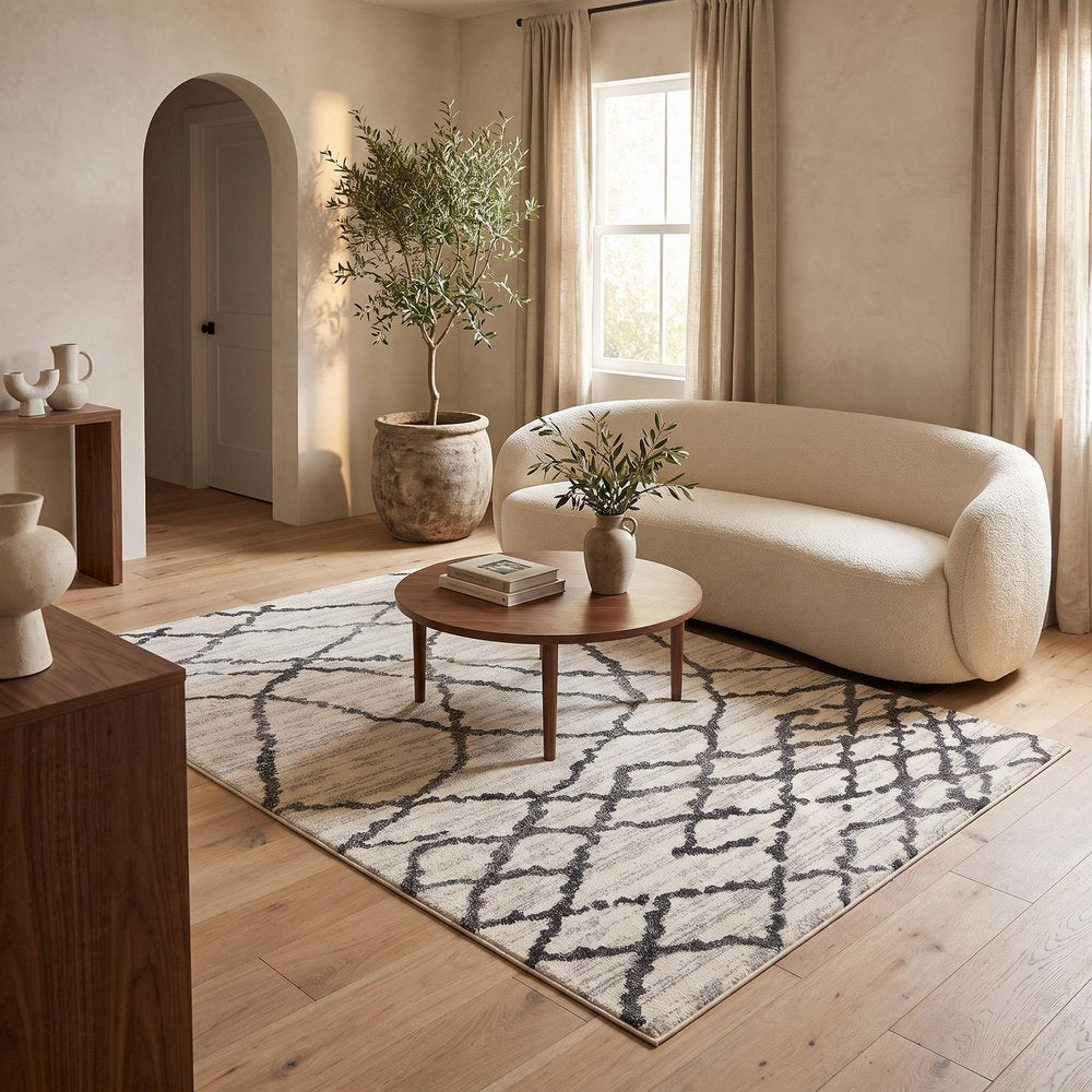 4' X 6' Gray And Black Modern Abstract Area Rug