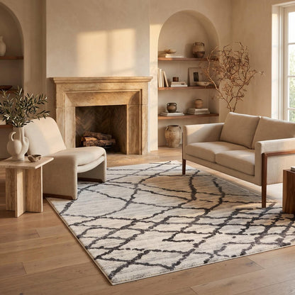4' X 6' Gray And Black Modern Abstract Area Rug