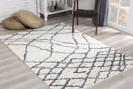 5' X 8' Gray And Black Modern Abstract Area Rug