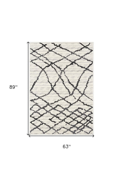 5' X 8' Gray And Black Modern Abstract Area Rug