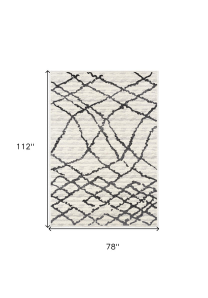 5' X 8' Gray And Black Modern Abstract Area Rug