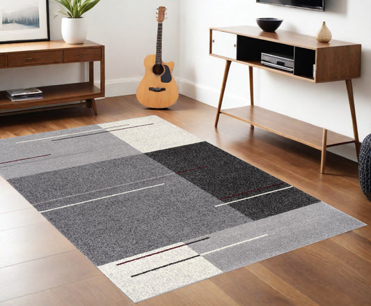 4' X 6' Gray Modern Geometric Area Rug