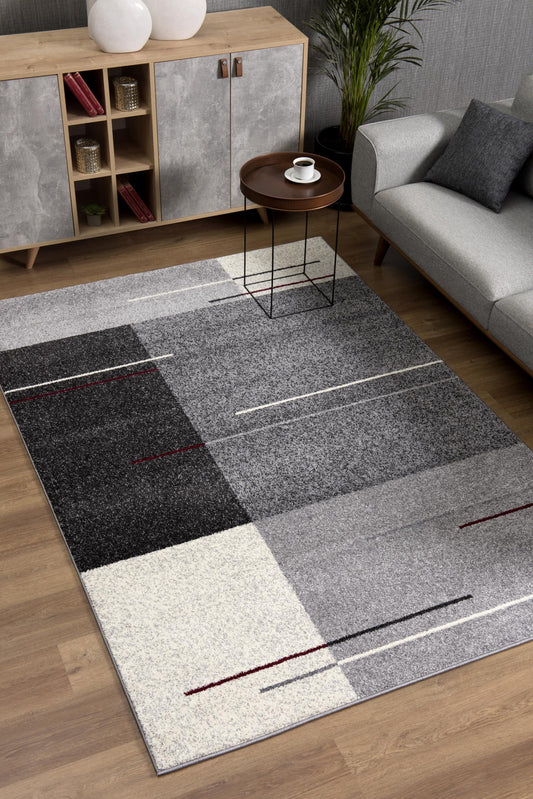 4' X 6' Gray Modern Geometric Area Rug