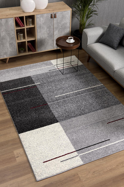 4' X 6' Gray Modern Geometric Area Rug