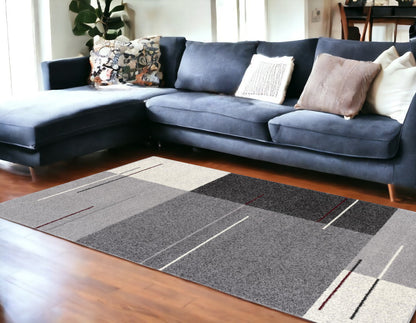 4' X 6' Gray Modern Geometric Area Rug