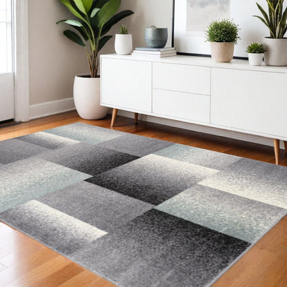 4' X 6' Gray Modern Geometric Area Rug