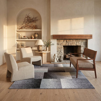 4' X 6' Gray Modern Geometric Area Rug