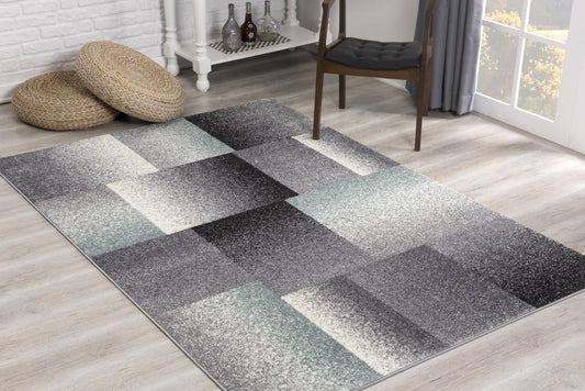 5' X 8' Gray Modern Geometric Area Rug