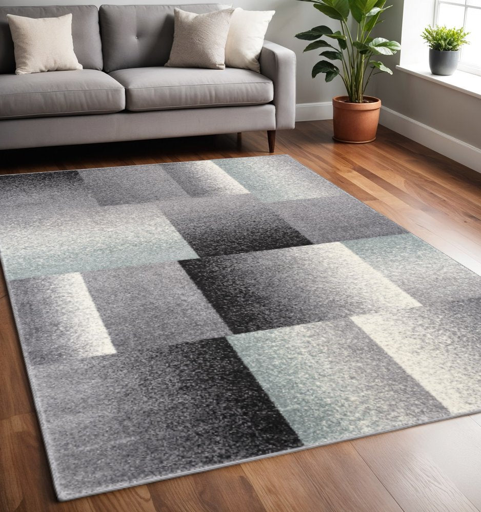 4' X 6' Gray Modern Geometric Area Rug
