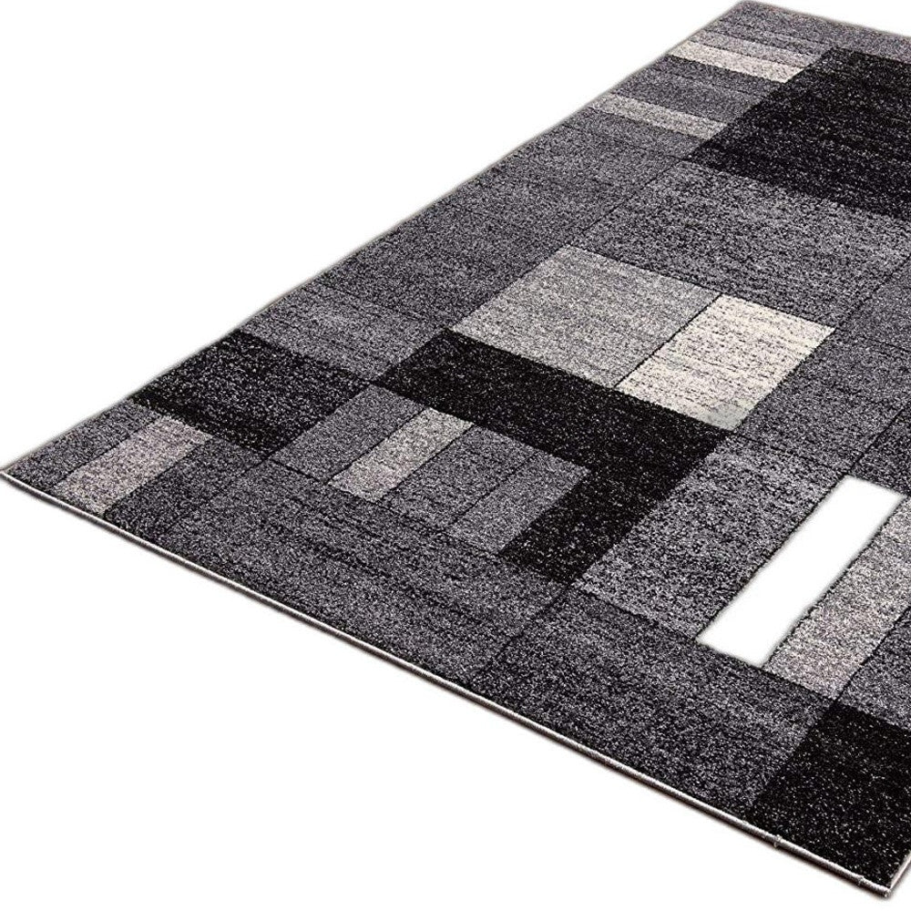 8' X 11' Gray Distressed Geometric Area Rug