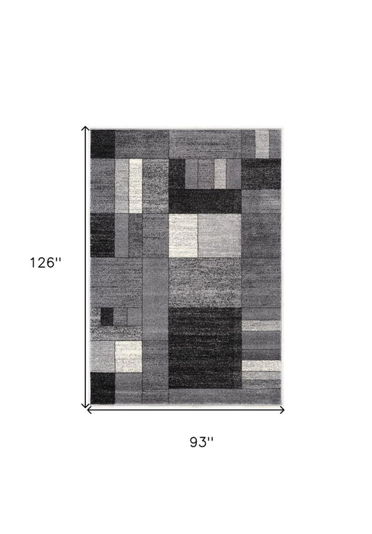 8' X 11' Gray Distressed Geometric Area Rug