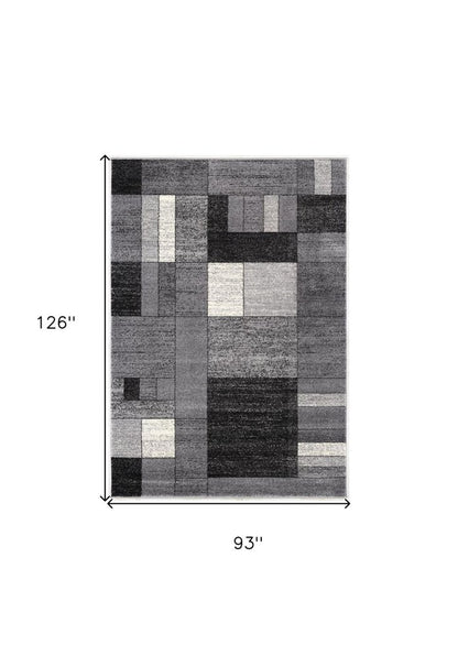8' X 11' Gray Distressed Geometric Area Rug
