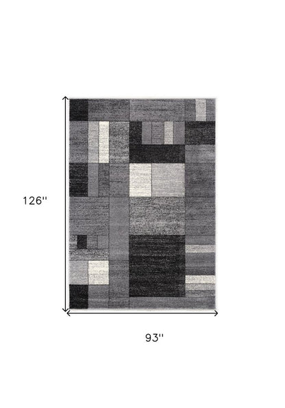 8' X 11' Gray Distressed Geometric Area Rug