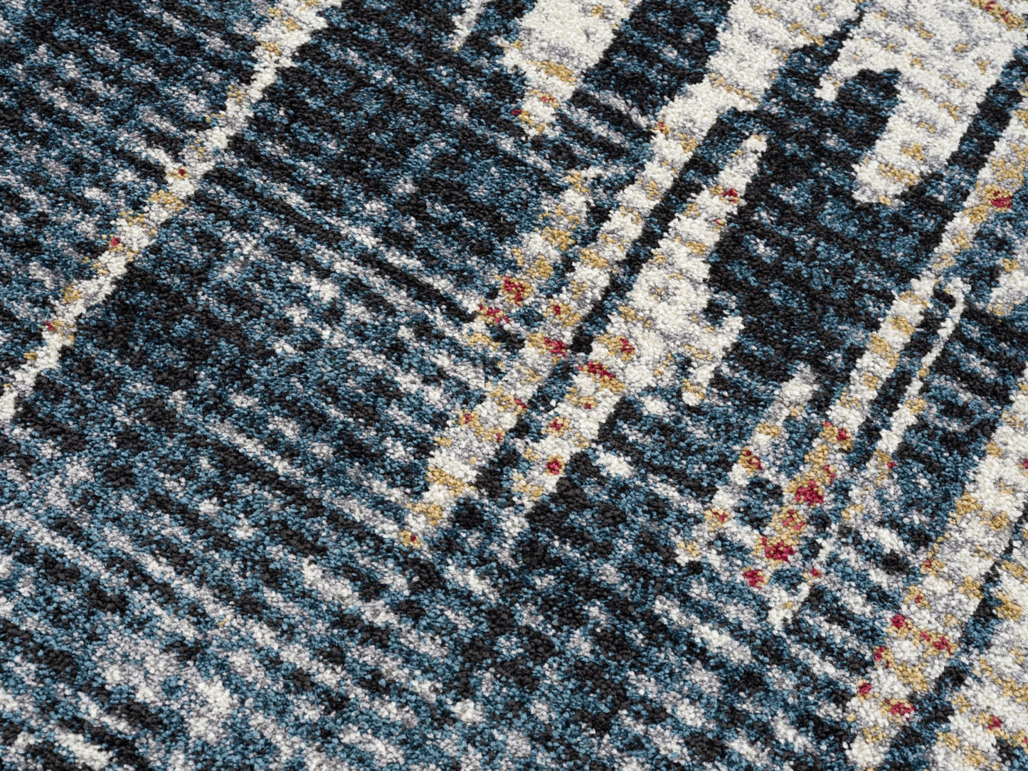 8' X 11' Blue And Ivory Abstract Area Rug