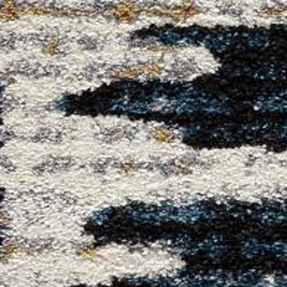 8' X 11' Blue And Ivory Abstract Area Rug