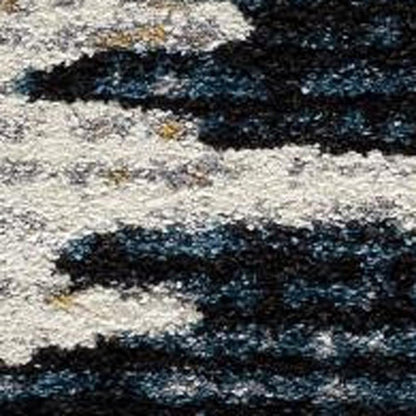 8' X 11' Blue And Ivory Abstract Area Rug