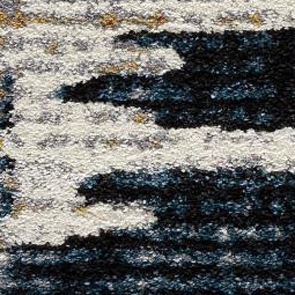 8' X 11' Blue And Ivory Abstract Area Rug