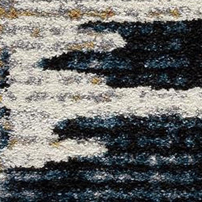 8' X 11' Blue And Ivory Abstract Area Rug
