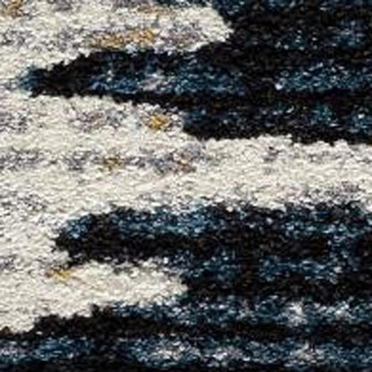 8' X 11' Blue And Ivory Abstract Area Rug