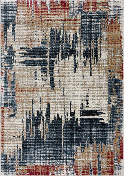 4' X 6' Blue And Ivory Abstract Area Rug