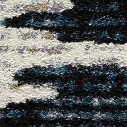 8' X 11' Blue And Ivory Abstract Area Rug