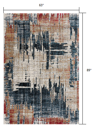 8' X 11' Blue And Ivory Abstract Area Rug