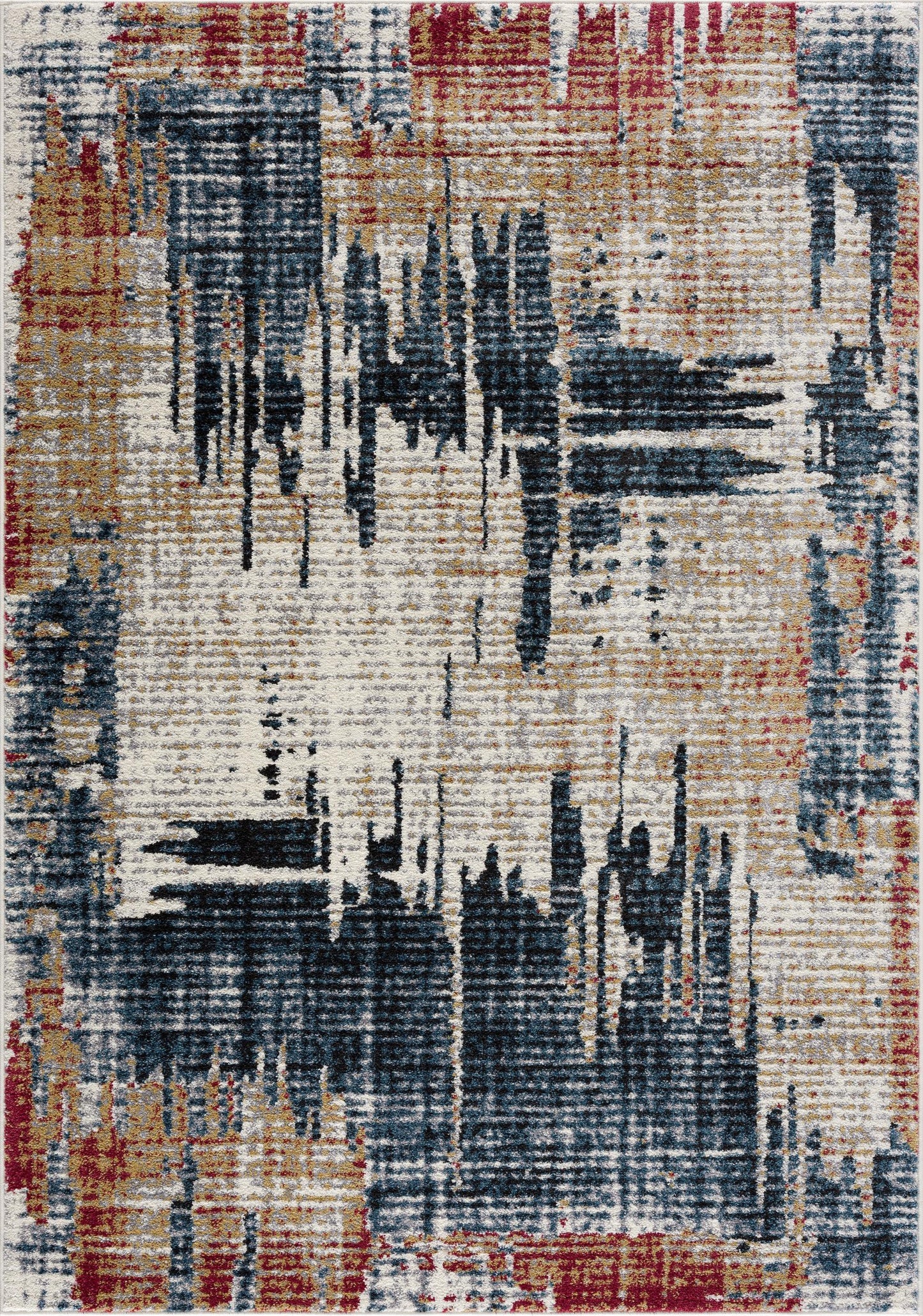 8' X 11' Blue And Ivory Abstract Area Rug