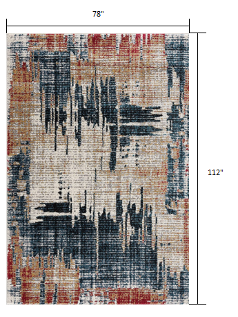 8' X 11' Blue And Ivory Abstract Area Rug