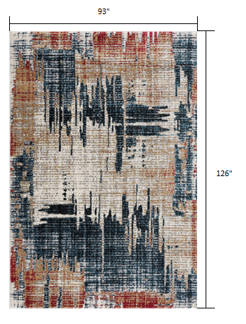 4' X 6' Blue And Ivory Abstract Area Rug