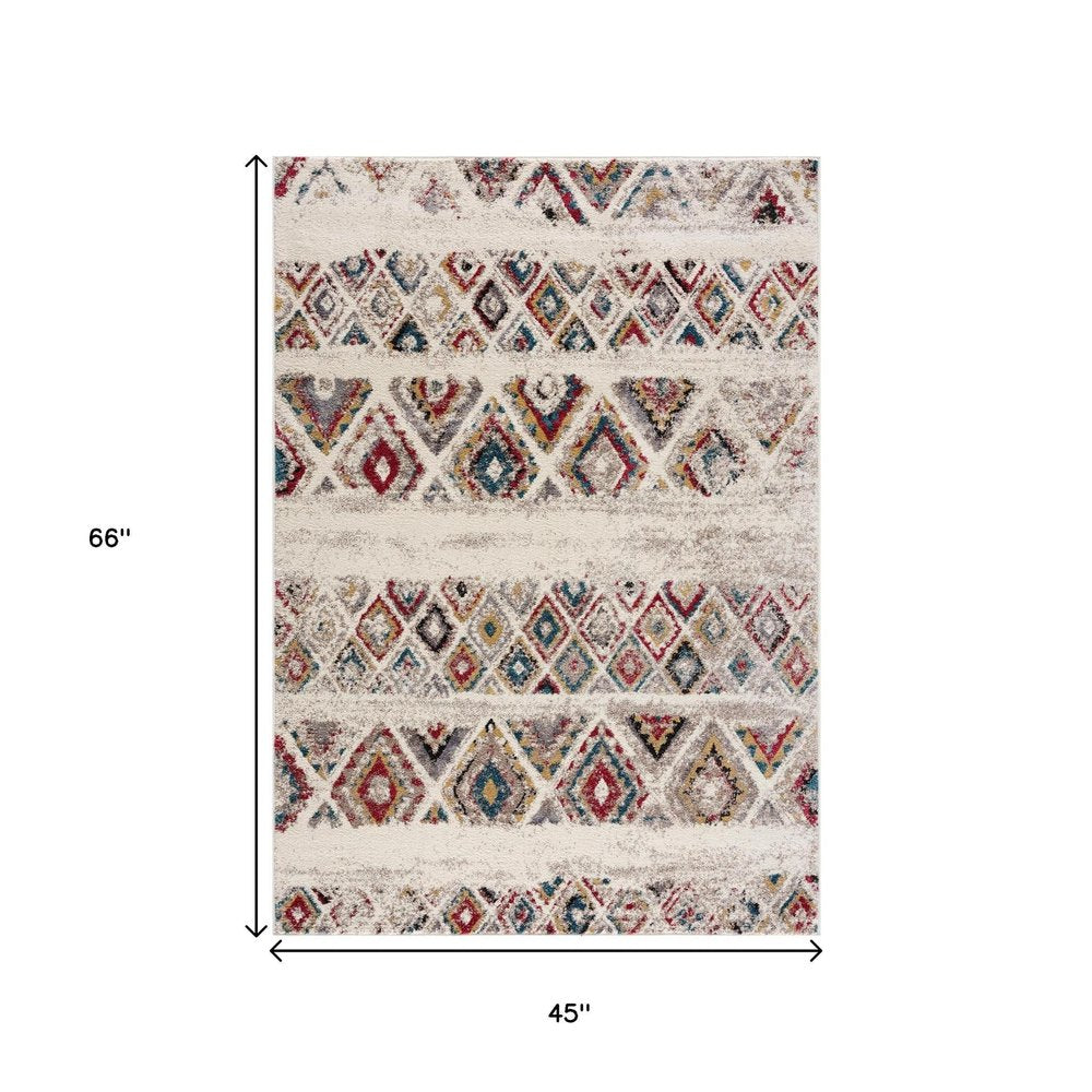 4' X 6' Cream Southwestern Area Rug