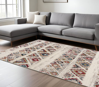 4' X 6' Cream Southwestern Area Rug