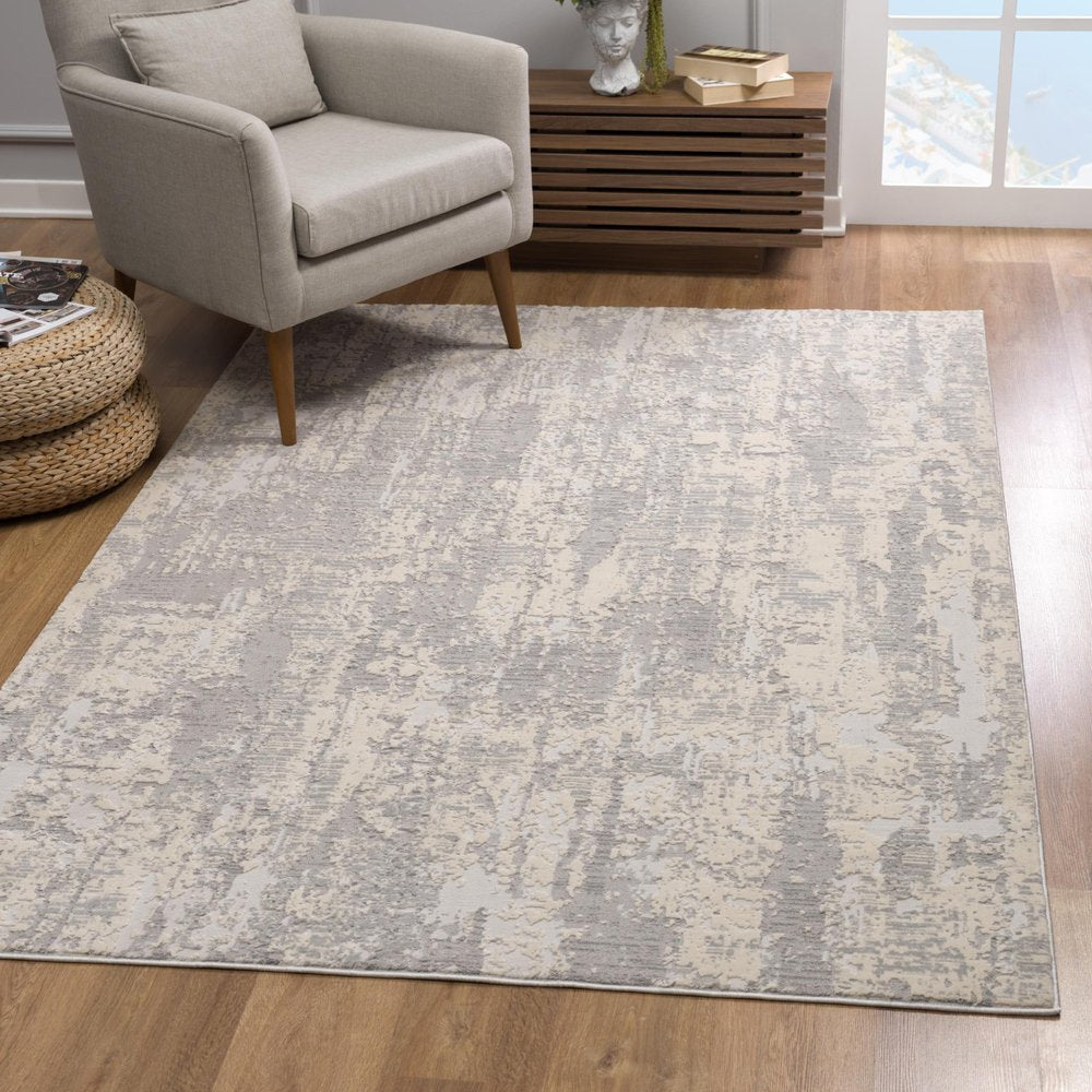 5' X 8' Grey Abstract Area Rug