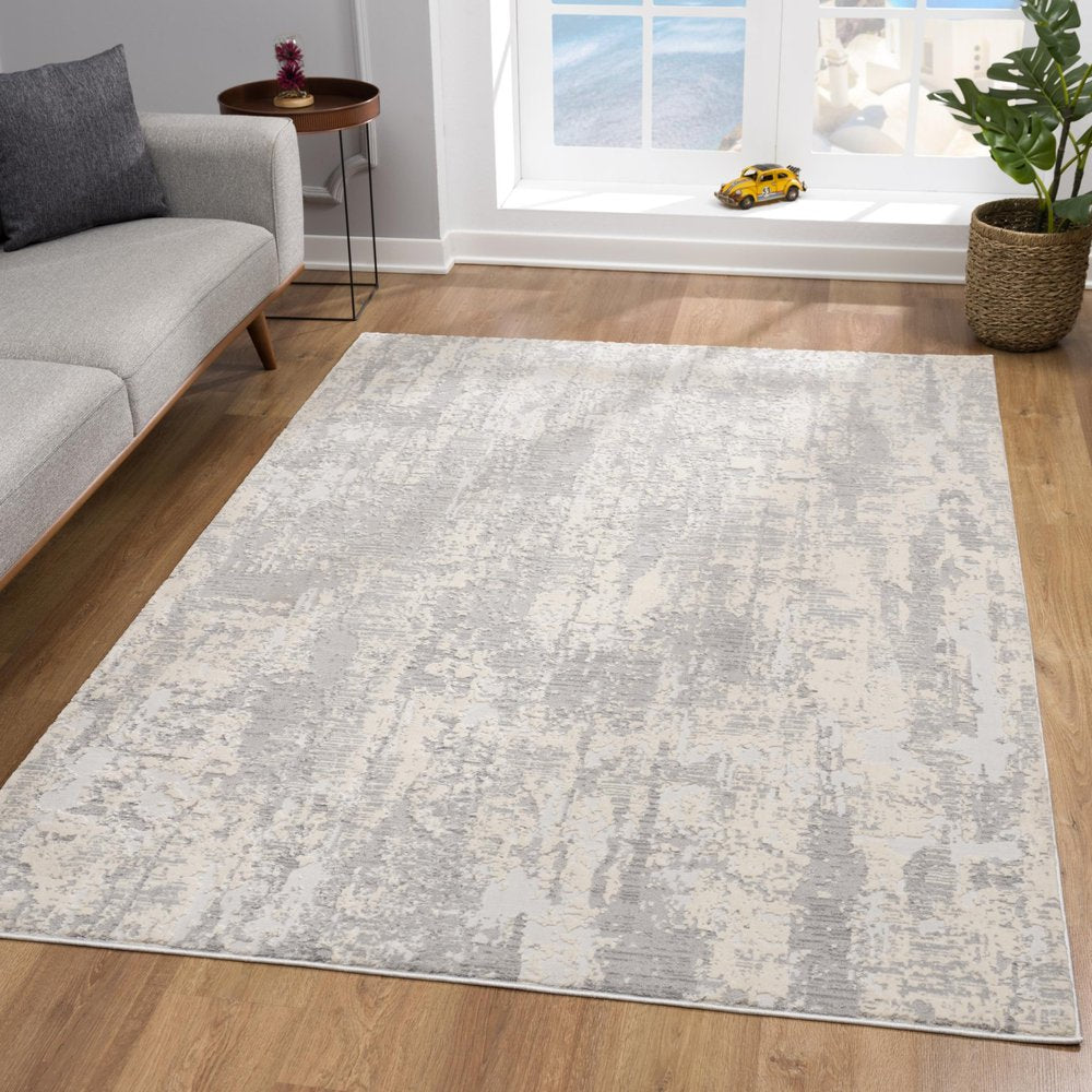 5' X 8' Grey Abstract Area Rug