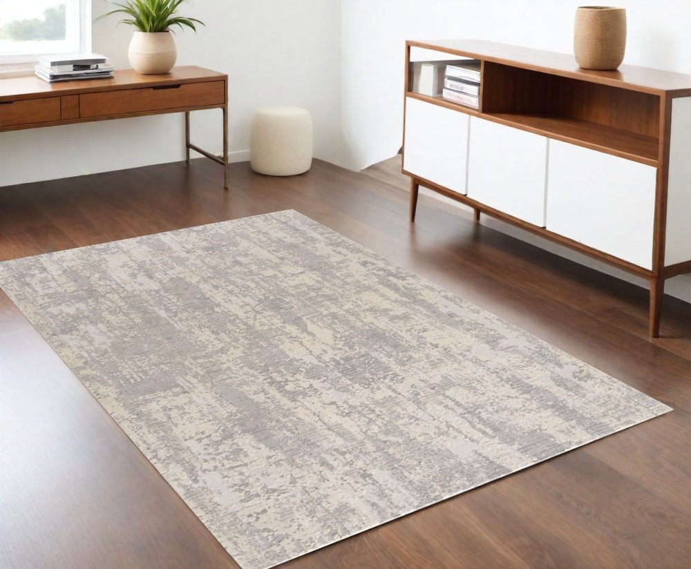 5' X 8' Grey Abstract Area Rug