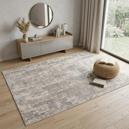 5' X 8' Grey Abstract Area Rug