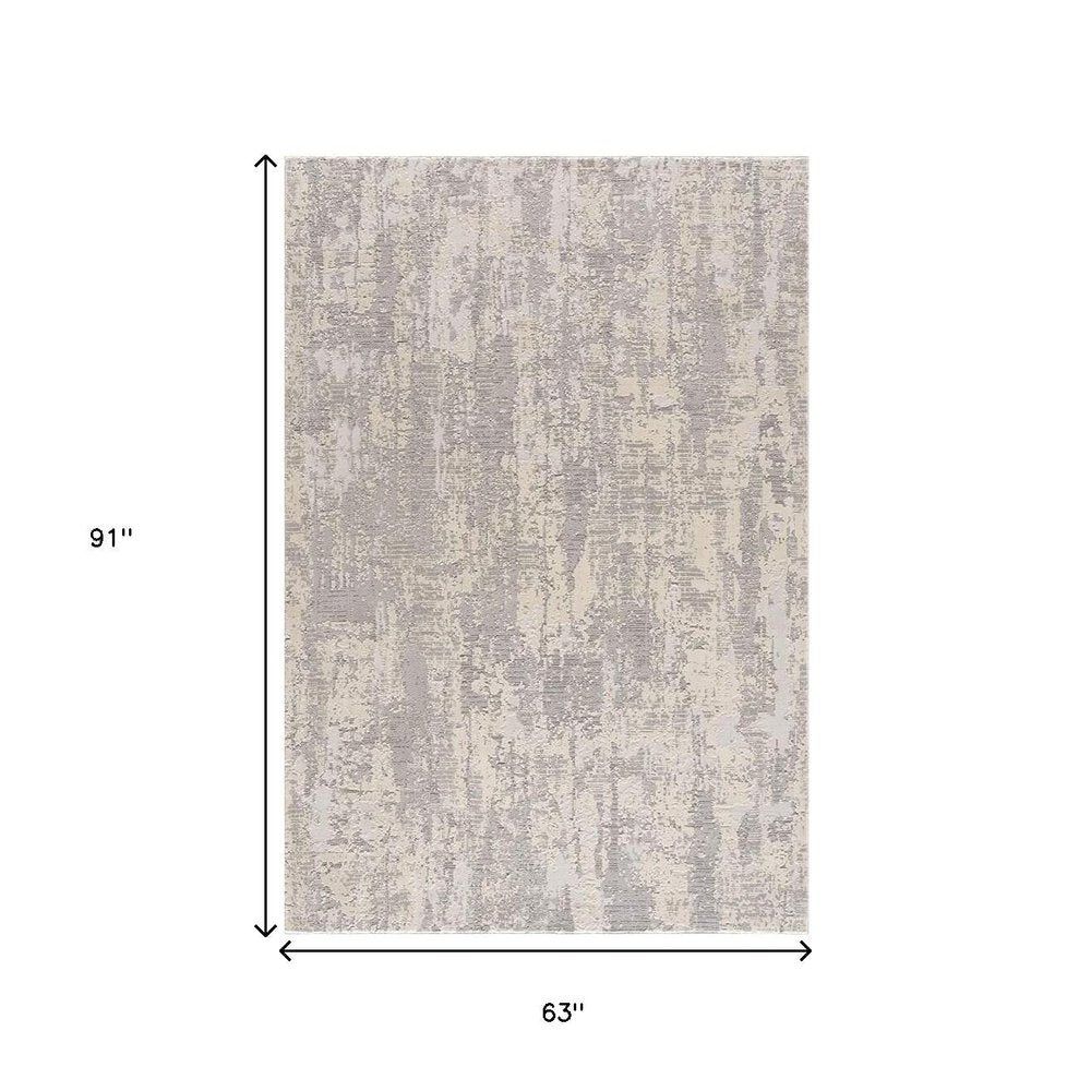 5' X 8' Grey Abstract Area Rug