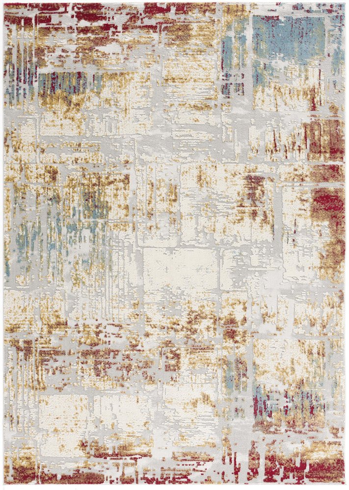 7' X 10' Abstract Beige And Gold Modern Area Rug
