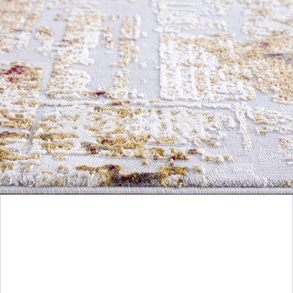 7' X 10' Abstract Beige And Gold Modern Area Rug