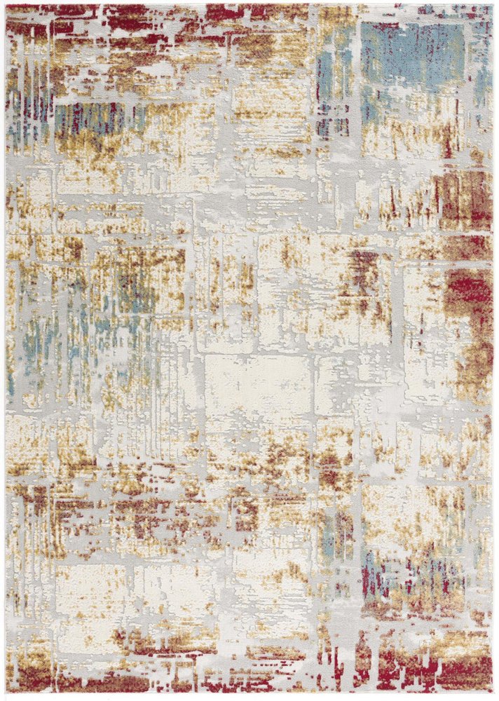 4' X 6' Abstract Beige And Gold Modern Area Rug