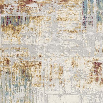 7' X 10' Abstract Beige And Gold Modern Area Rug