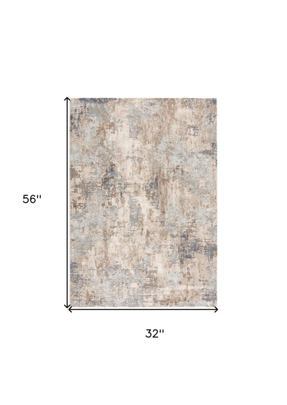 4' X 6' Beige And Ivory Abstract Area Rug