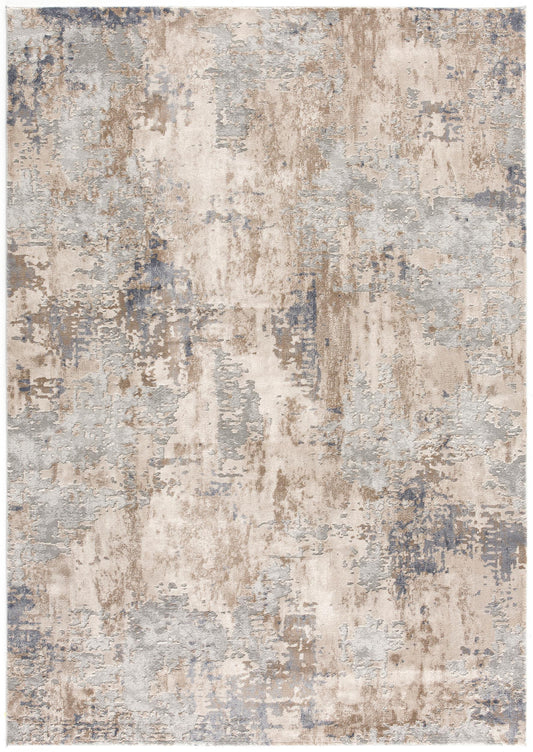 7’ X 10’ Beige And Ivory Abstract Area Rug