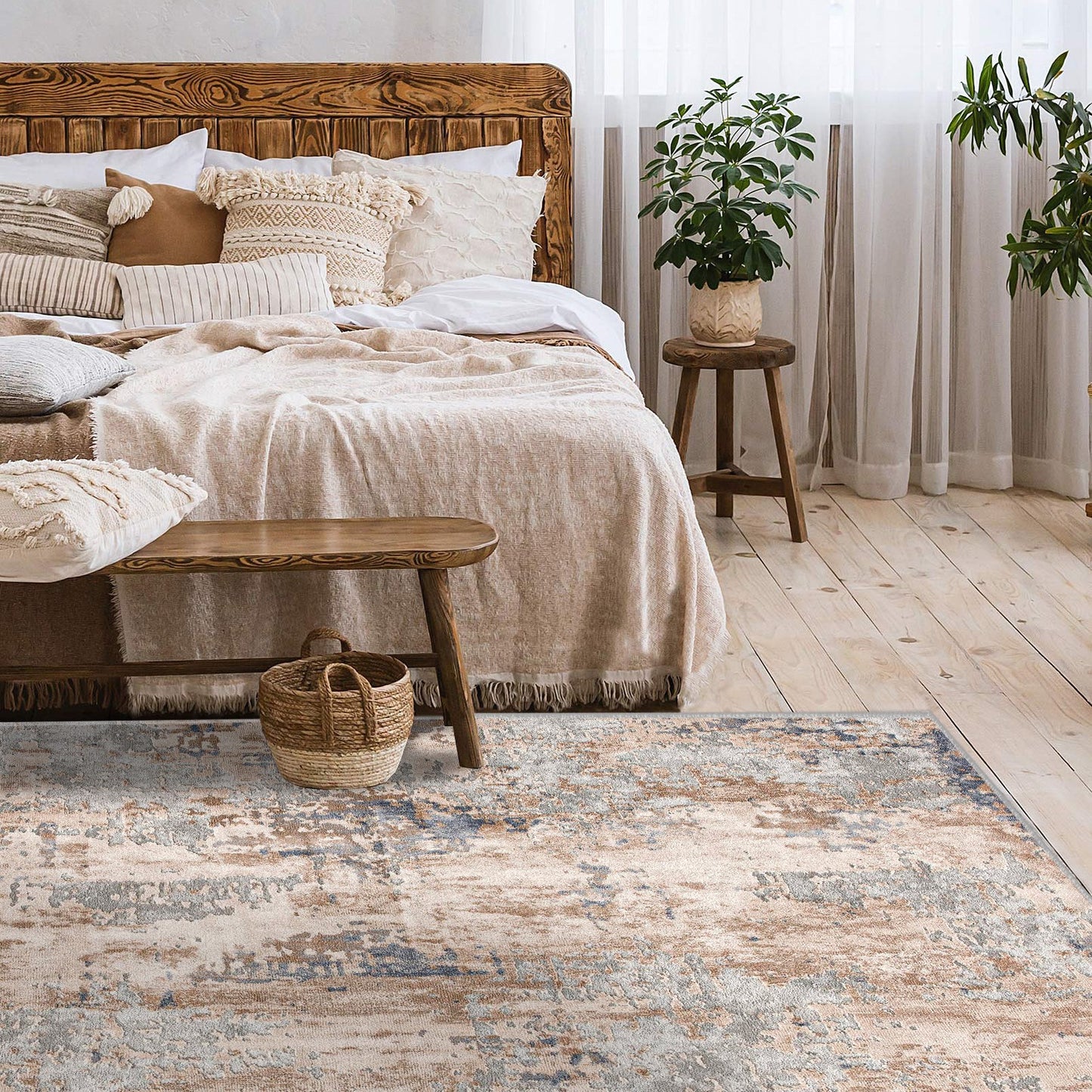 4' X 6' Beige And Ivory Abstract Area Rug