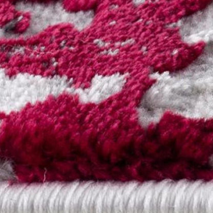 5' X 7' Red and Gray Abstract Area Rug